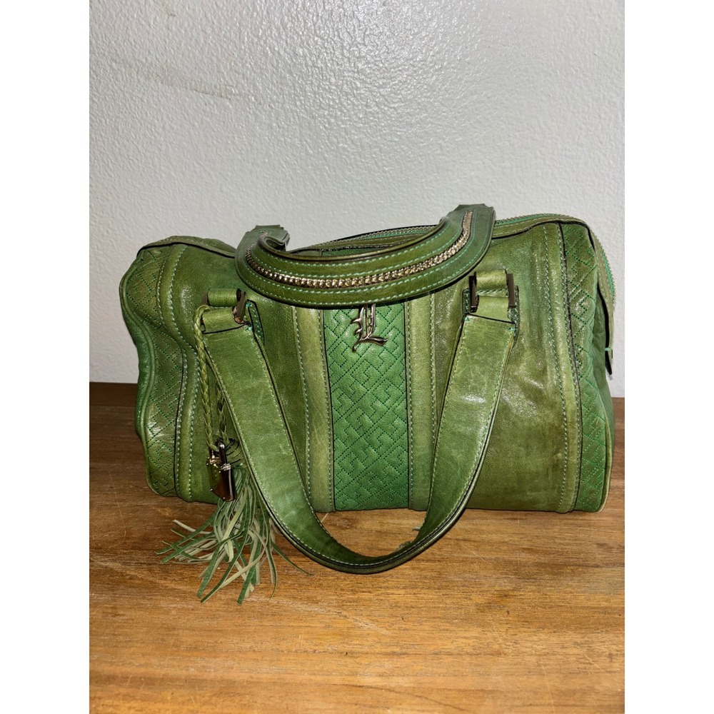 L.A.M.B. Gwen Stefani Green Leather Boston Bag Satchel